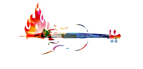 Violonchelo sobre fondo de fuego — Vector de stock