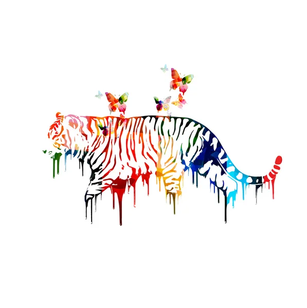 Diseño de tigre colorido — Vector de stock