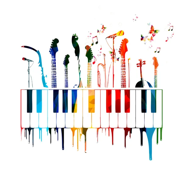 Musica colorata strumenti di sfondo — Vettoriale Stock