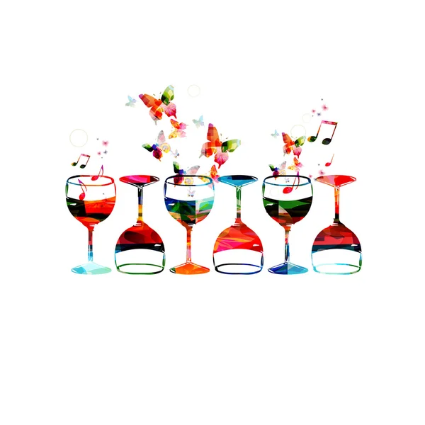 Coloridas copas de vino — Vector de stock