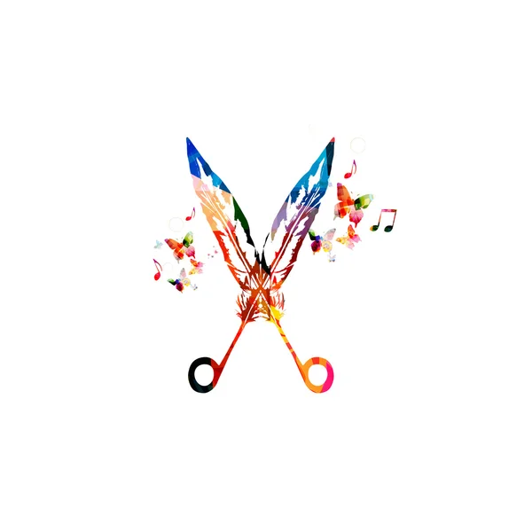 Творческие ножницы с перьями — стоковый вектор