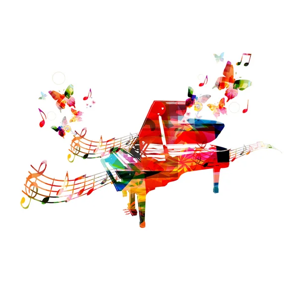 Красочное пианино с бабочками — стоковый вектор