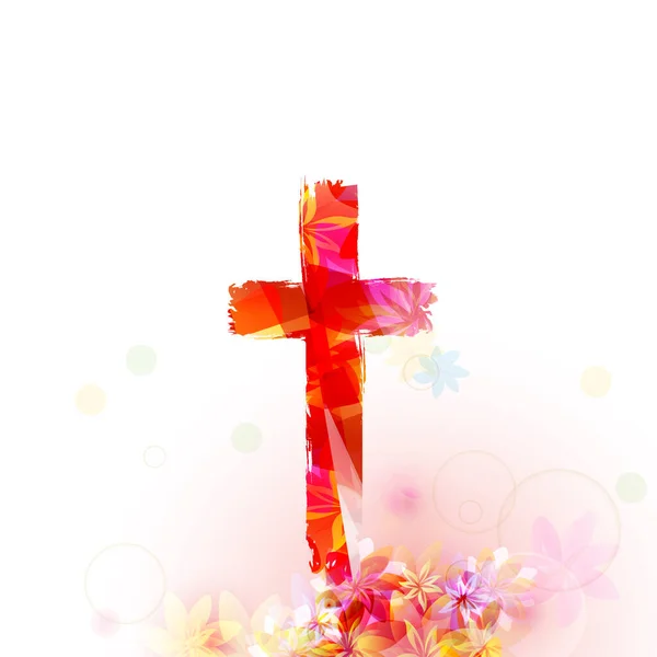 Colorful Christian Cross Isolated White Background Vector Illustration Religion Themed — Stock Vector