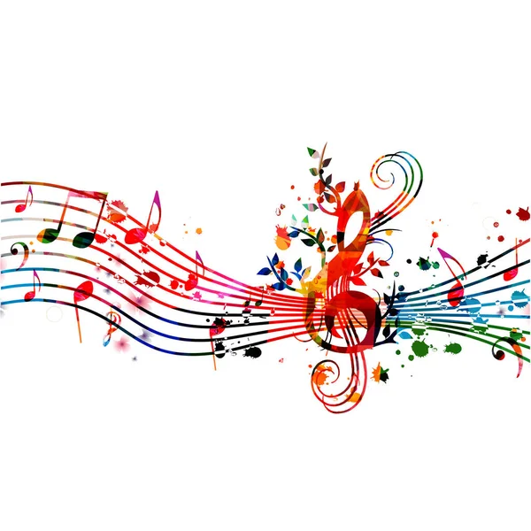 Барвистий Музичний Рекламний Плакат Музичними Нотами Ізольовані Векторні Ілюстрації Художній — стоковий вектор