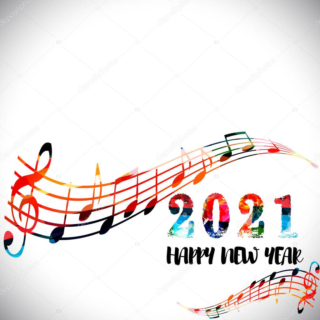Greeting poster of Happy 2021 new year with  Artistic colorful abstract background live concert events vector illustration