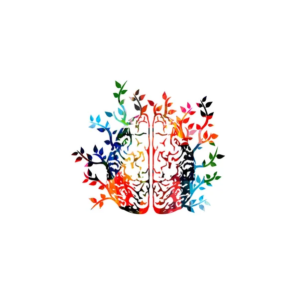 Πολύχρωμο Ανθρώπινο Εγκέφαλο Φύλλα Διανυσματική Απεικόνιση Φόντο Δημιουργική Σκέψη Brainstorming — Διανυσματικό Αρχείο