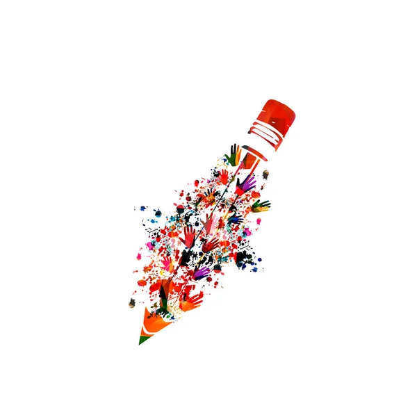 Crayon Coloré Avec Mains Humaines Avec Éclaboussures Peinture — Image vectorielle