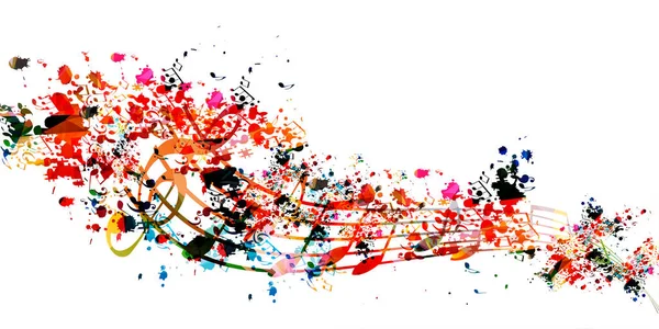 Affiche Promotionnelle Musicale Colorée Avec Notes Musique Illustration Vectorielle Isolée — Image vectorielle