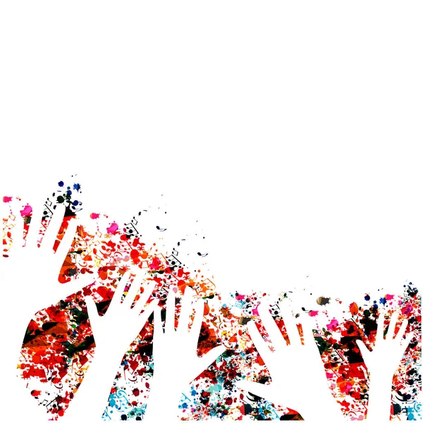 Colorful Human Hands Raised Isolated Vector Illustration Charity Help Volunteerism — Διανυσματικό Αρχείο
