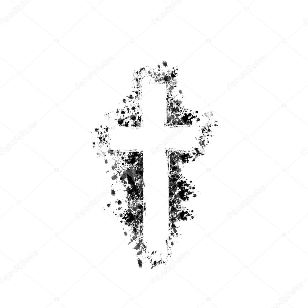 Christian cross isolated vector illustration. Religion themed background. Design for Christianity, prayer and care, church charity, help and support