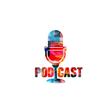 Audio podcast concept, podcast recording, online show, live streaming, broadcasting colorful vector illustration design