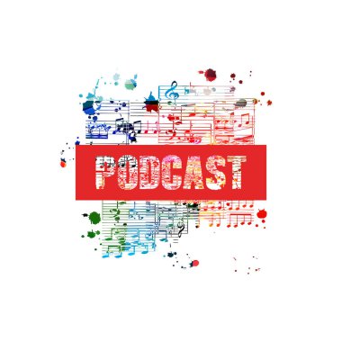Audio podcast concept, podcast recording, online show, live streaming, broadcasting colorful vector illustration design
