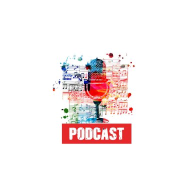 Audio podcast concept, podcast recording, online show, live streaming, broadcasting colorful vector illustration design