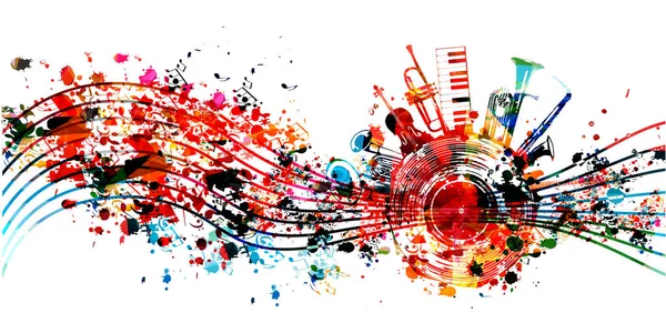 抽象的五彩缤纷的乐器与音乐笔记分离 创意写作 教育概念矢量图解 — 图库矢量图片