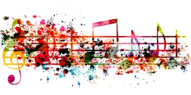 Renkli notalar izole edilmiş. Yaratıcı yazılar, beste müziği, vektör illüstrasyonu