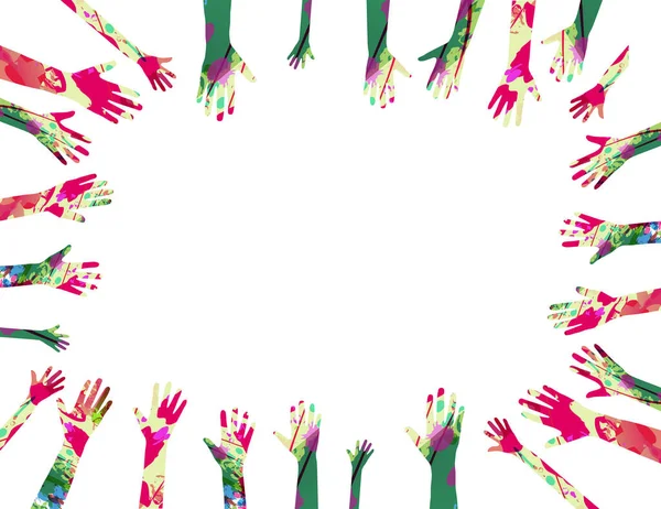 カラフルな人間の手を調達し 孤立ベクトルイラスト 慈善と支援 ボランティア活動 社会福祉と地域支援の概念 — ストックベクタ