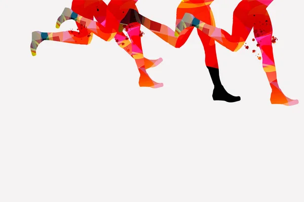 Futó Emberek Maraton Plakát Vektor Illusztráció Jogging Aktív Emberek Fitness — Stock Vector
