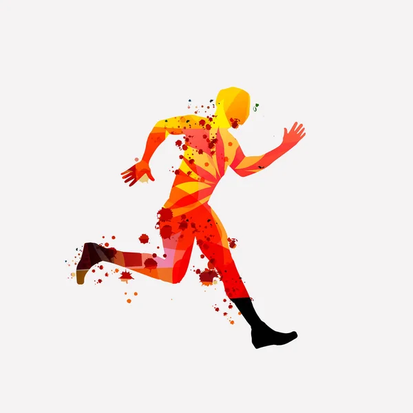 Coureur Illustration Vectorielle Affiche Course Marathon Jogging Personnes Actives Entraînement — Image vectorielle