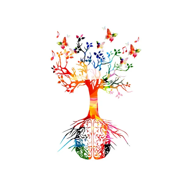 Tree Brain Root Brainstorming Concept Vector Illustration — Stock Vector