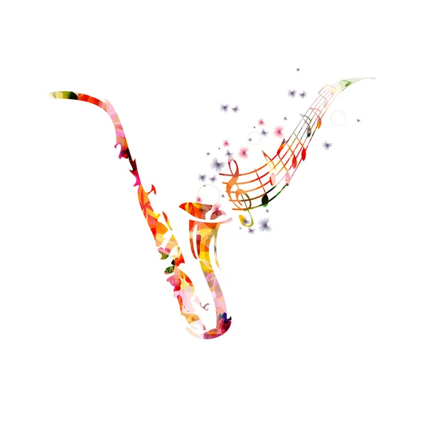 Buntes Saxophon mit Schmetterlingen — Stockvektor