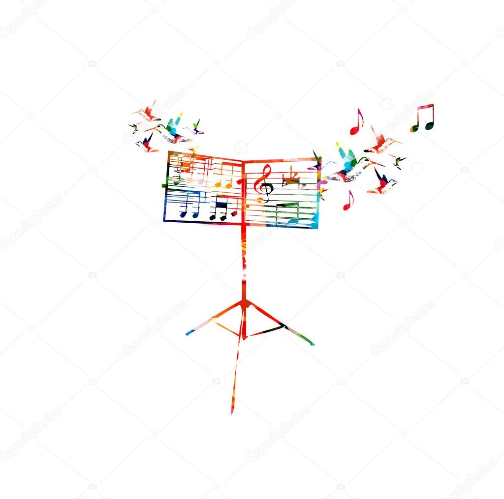 Colorful music stand with hummingbirds