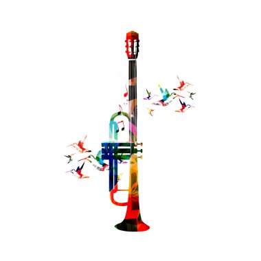 colorful guitar and trumpet design