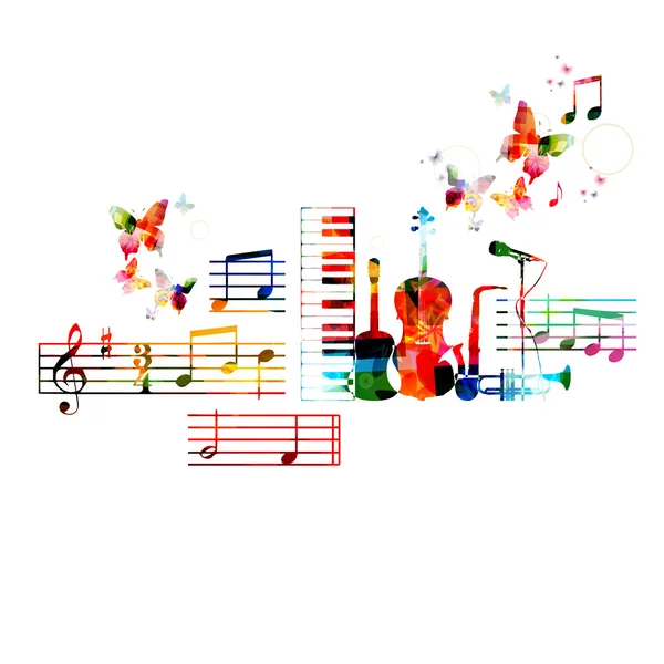 Colorido diseño de instrumentos musicales — Vector de stock