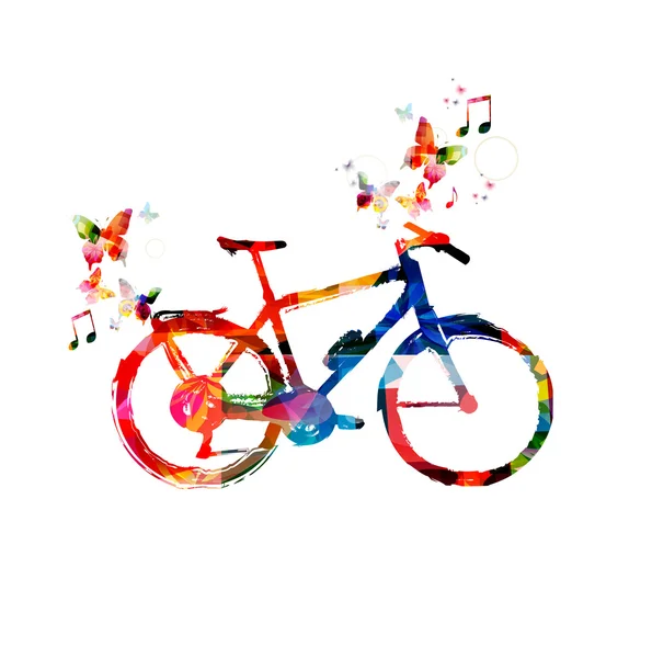 Colorida bicicleta con mariposas — Vector de stock