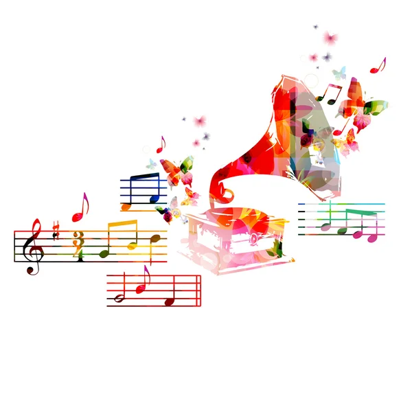 Μουσική φόντο σχεδιασμό με Φωνογράφου — Διανυσματικό Αρχείο