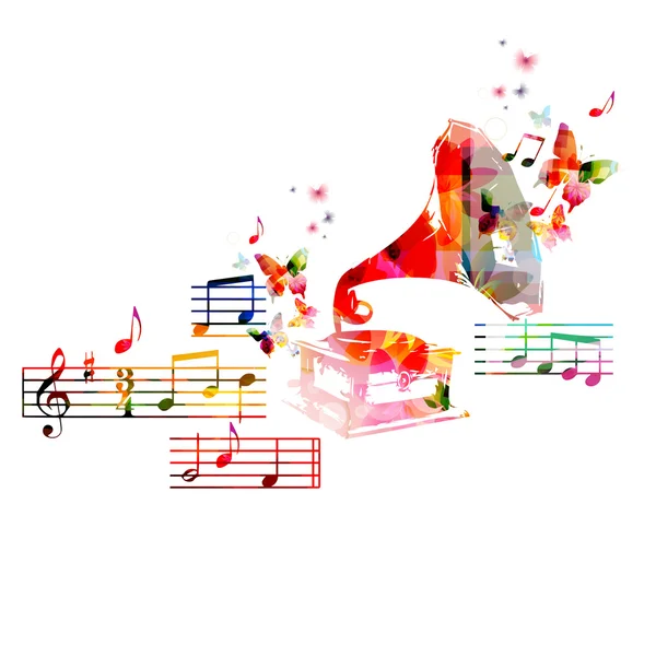 Diseño de fondo musical con fonógrafo — Vector de stock