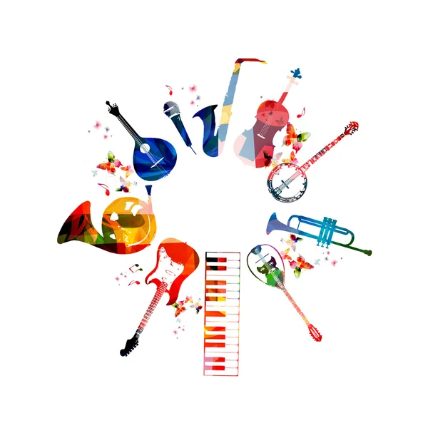 Colorido diseño de instrumentos musicales — Vector de stock