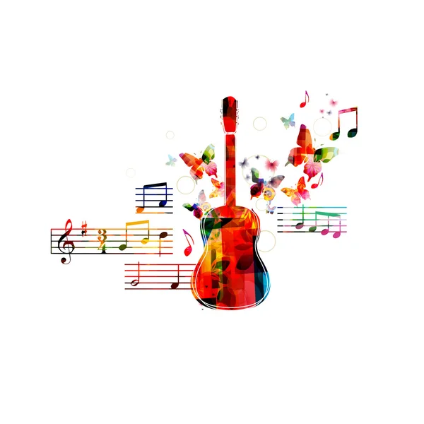 Fond musical avec guitare — Image vectorielle