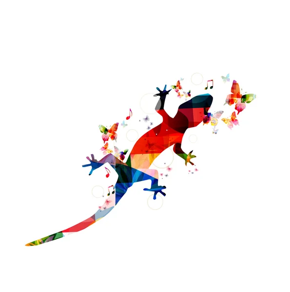 Design gecko coloré — Image vectorielle