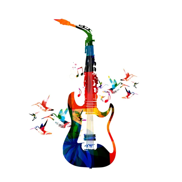 Guitar and saxophone design — Stock Vector