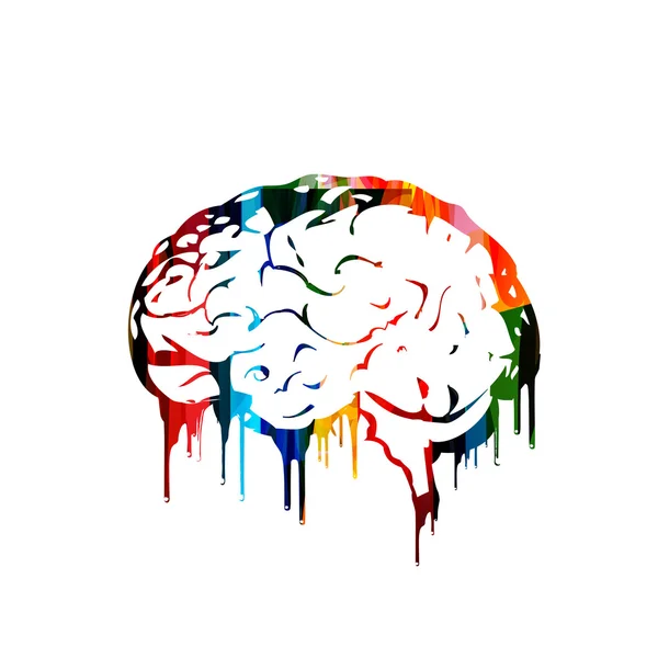 Diseño colorido del cerebro humano — Vector de stock