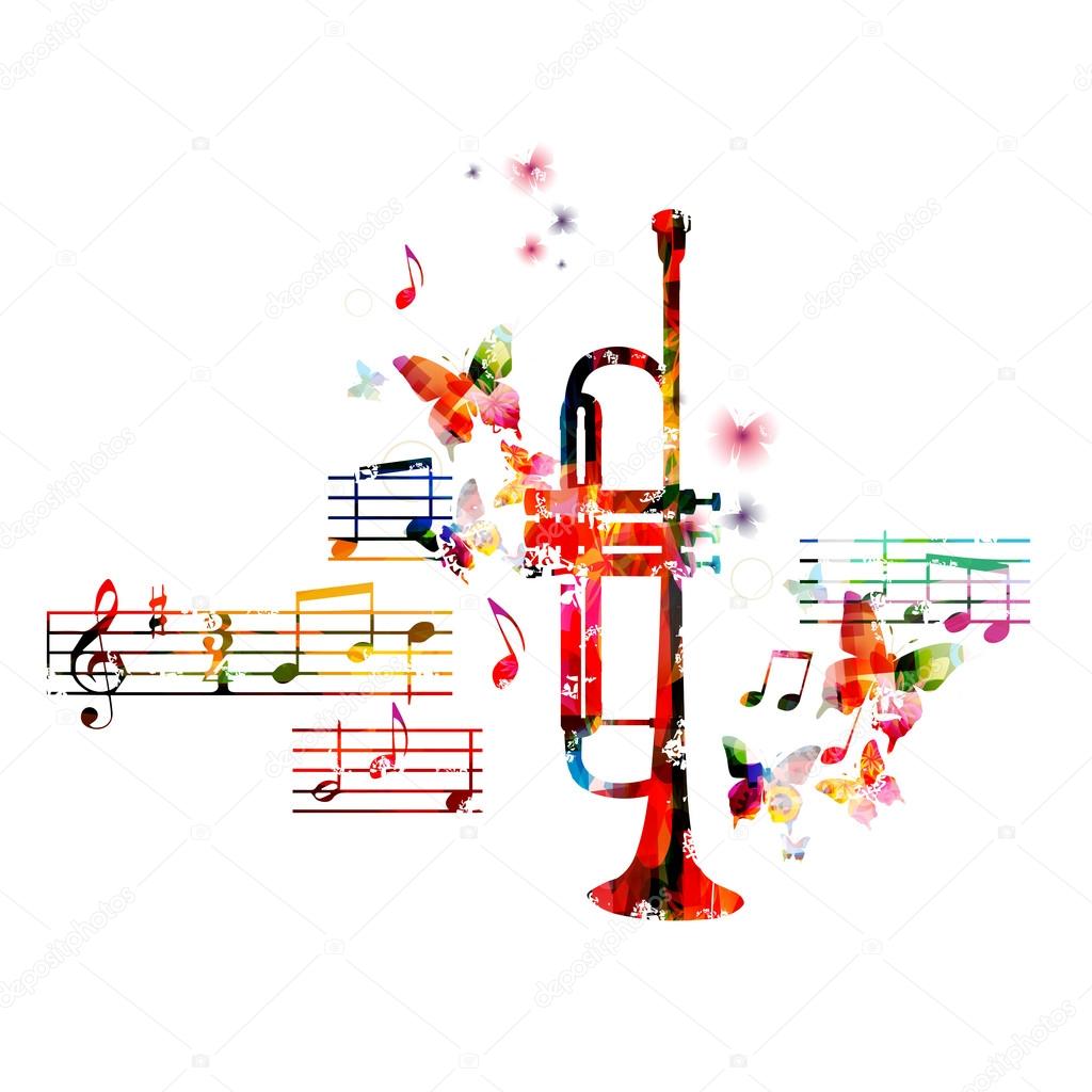 trumpet design with butterflies