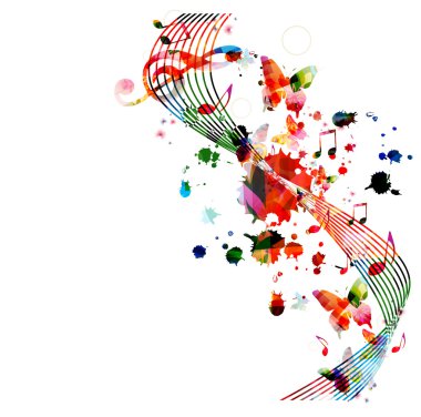 Renkli arka plan ile müzik notlar
