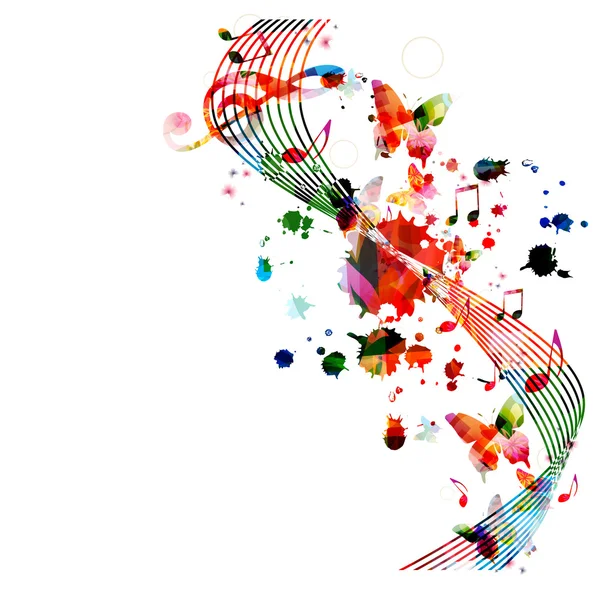 Fondo colorido con notas musicales — Vector de stock