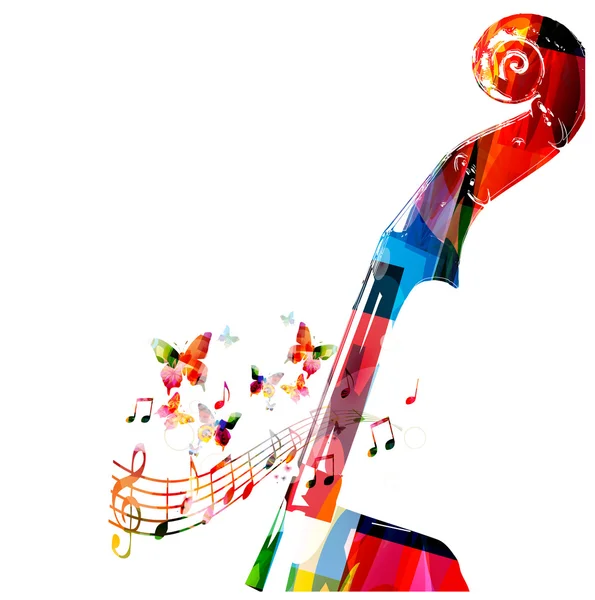 Violoncelle coloré pegbox avec des papillons — Image vectorielle