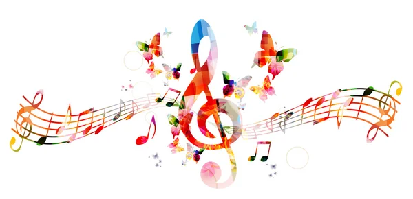 Fondo colorido con notas musicales — Vector de stock