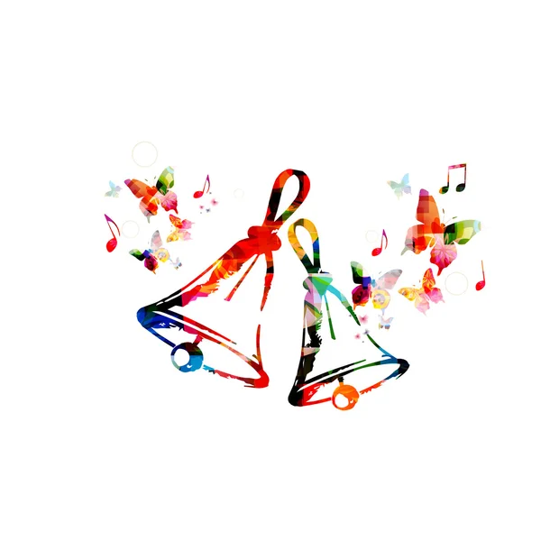 Cloches de Noël colorées avec des papillons — Image vectorielle