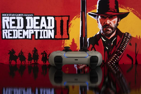 Red Dead Redemption Экране Контроллером Playstation 18Th Mar 2021 Sao — стоковое фото