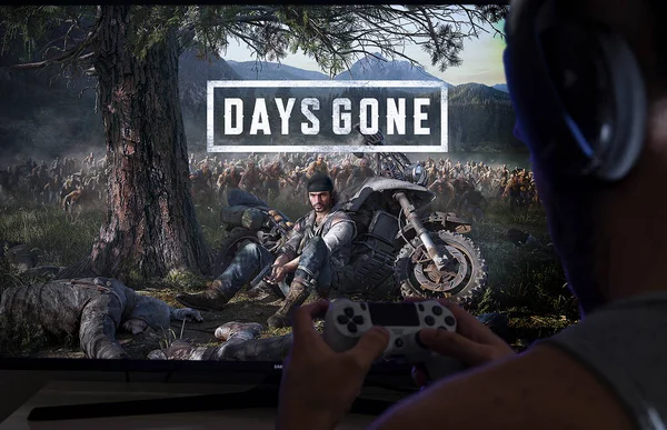 Homme Joue Days Gone Télé Mai 2021 Sao Paulo Brésil — Photo