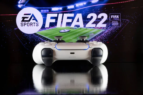 Playstation Controller Mit Fifa Logo Hintergrund Jul 2021 Sao Paulo — Stockfoto