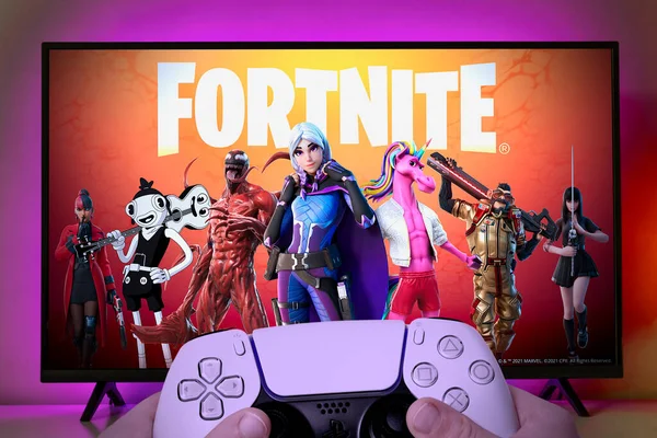 Jugando Nueva Temporada Fortnite Televisión Sep 2021 Sao Paulo Brasil — Foto de Stock