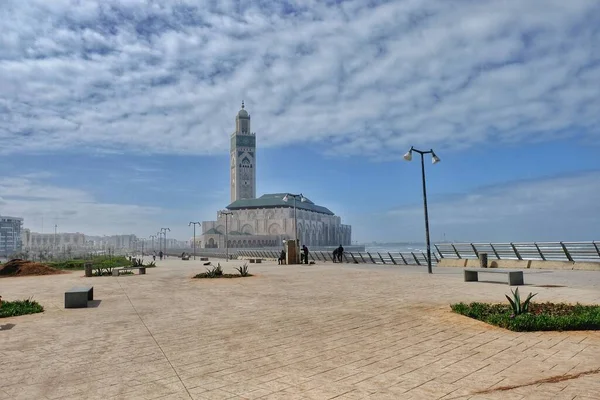 Casablanca Morocco March 2020 Beautiful Mosque Hassan Next Sea Casablanca — Fotografia de Stock