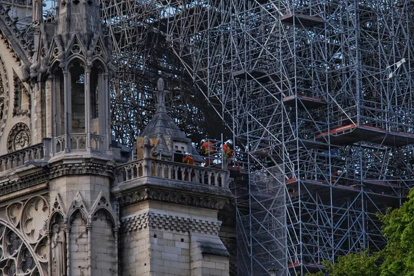 Paris France April 2019 Restoration Cathedral Notre Dame Paris Massive — Stockfoto