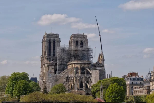Paris France April 2019 Restoration Cathedral Notre Dame Paris Massive —  Fotos de Stock