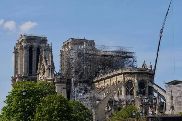 Paris France April 2019 Restoration Cathedral Notre Dame Paris Massive —  Fotos de Stock