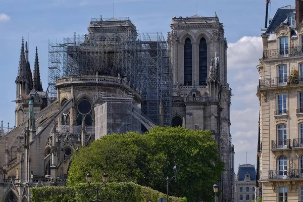 Paris France April 2019 Restoration Cathedral Notre Dame Paris Massive — Stockfoto